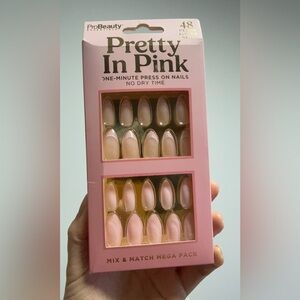 NEW ProBeauty Essentials  "Pretty In Pink" press-on nails 48-piece mega pack